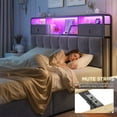 thumbnail image 2 of EnHomee Queen Upholstered Bed Frame with Headboard Storage Bed Frame with 4 Storage Drawers & LED Lights Platform Bed frame with Charging Station,Gray, 2 of 6