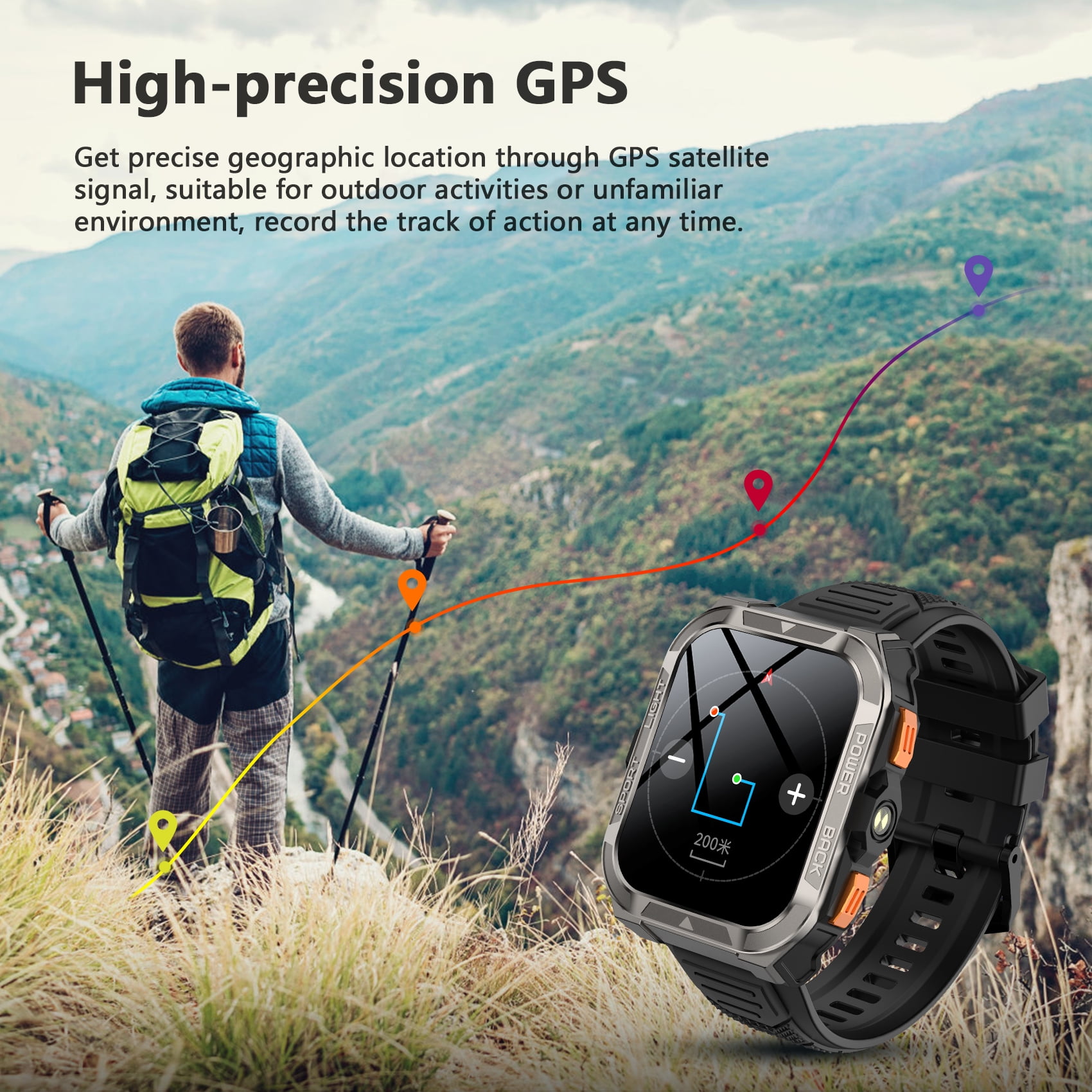 Smart Watch Fits for Android and iPhone, IP68 Waterproof Smartwatch for Men With GPS/Compass,GPT Voice Assistant,Bluetooth (Answer/Make Call),100+ Sport Mode,1.91-inch Fitness Tracker, Green
