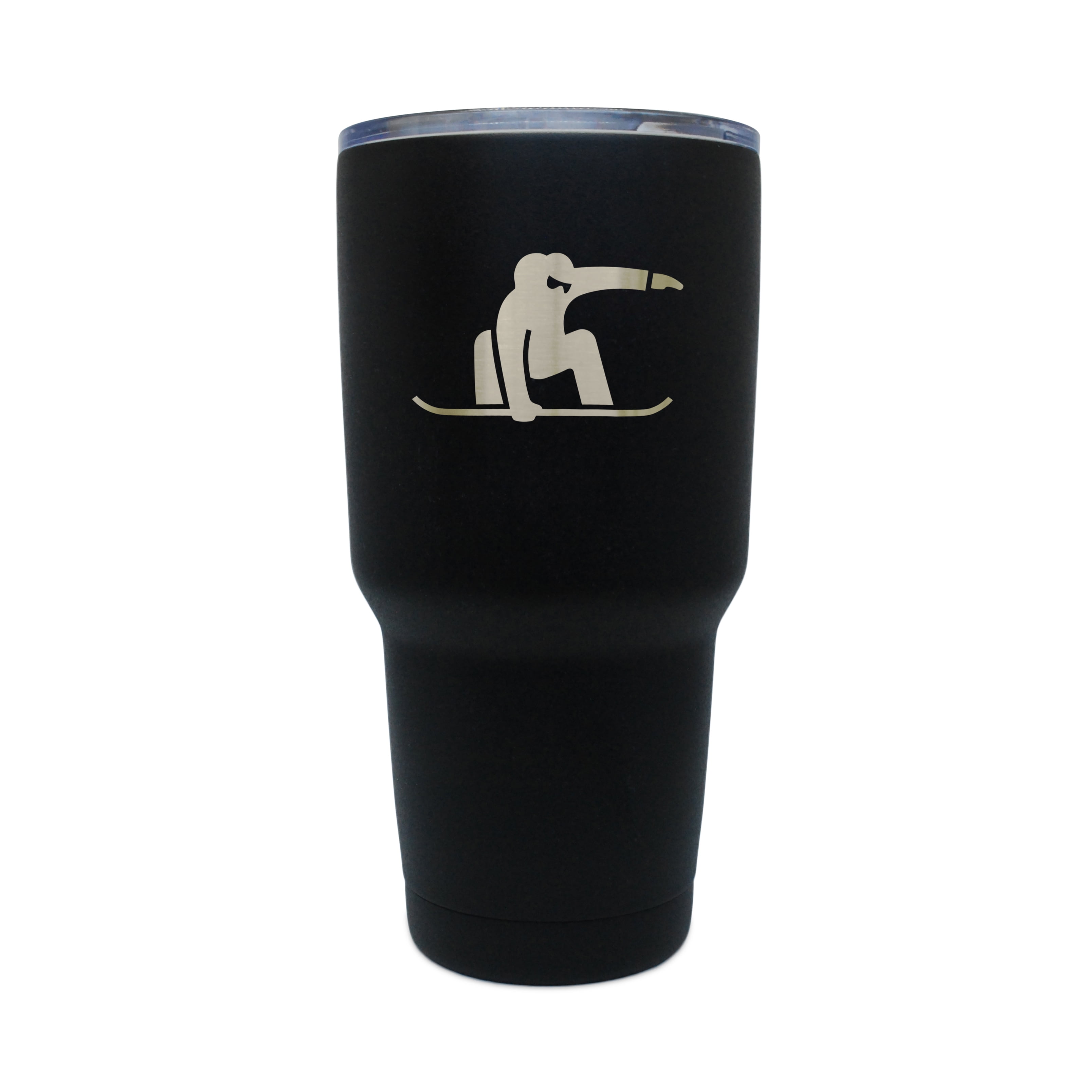 Snowboarding Black Stainless Steel Tumbler, 30 Oz Insulated Tumbler, Laser Etched In Usa by BigSpool Distributors