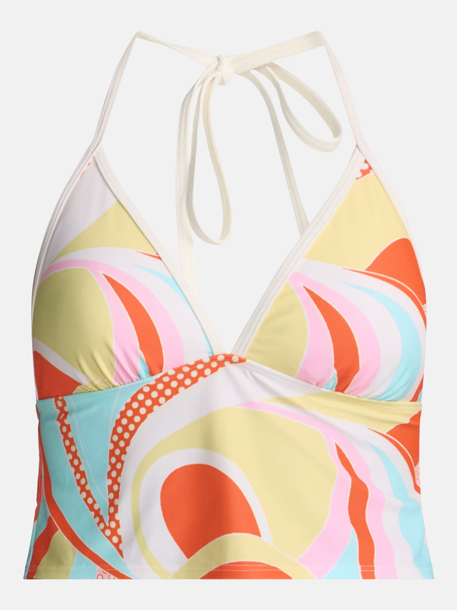 No Boundaries Groovy Getaway Cropped Longline Tankini Swim Top, Women's XXS-XXL