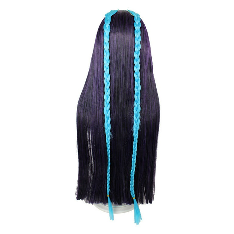 Wmkox8Yii 80Cm Dark Purple Blue Split Braids Long Hair Cosplay Wig High  Temperature Silk Material With Rose Net - Walmart.Com