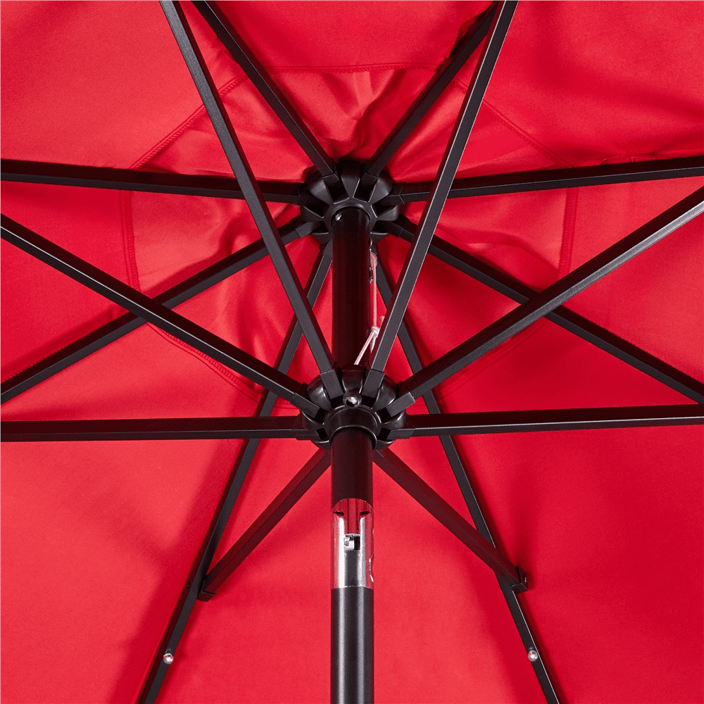Renwick 9ft Outdoor Market Patio Umbrella with 32 LED Lights, Red