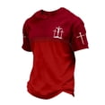 thumbnail image 4 of Jesus Cross T Shirts for Men Faith Christian Tees Short Sleeve Breathable Basic Tops Relaxed Fit Red XXL, 4 of 4