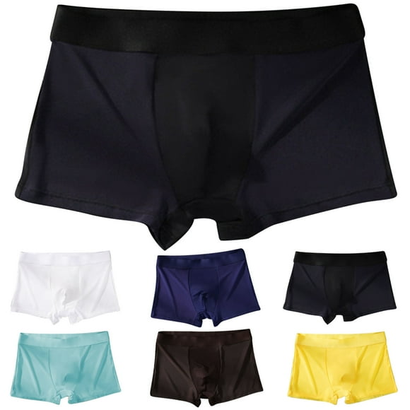 Jinhomg Ice Silk Boxer Briefs for Men Lightweight Breathable Summer Boxers Basic Solid Casual Trunks Underwear Everyday Underpants 2025 Saving Black XXL
