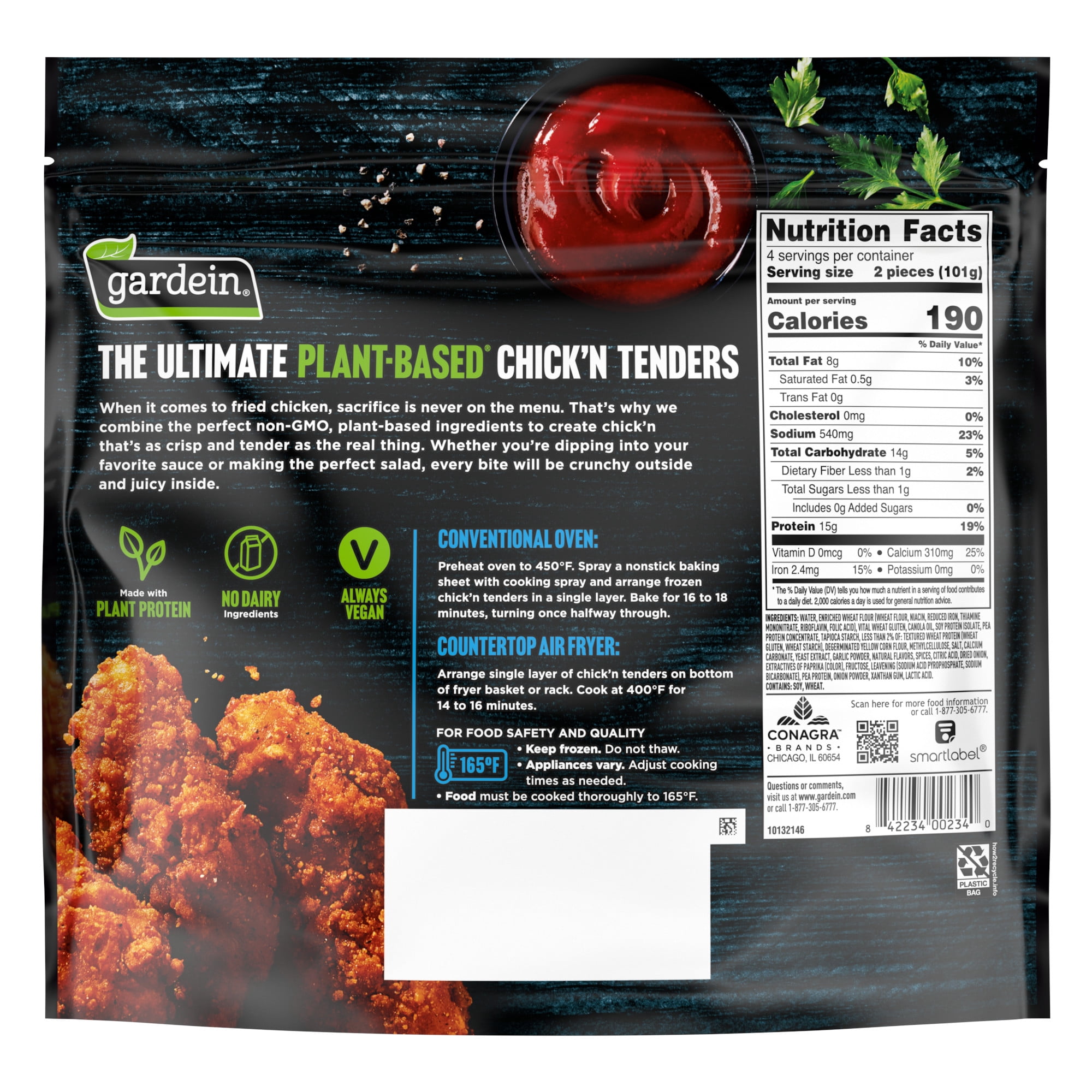Gardein Ultimate Plant-Based Chick'n Tenders, Vegan, Frozen Meat Alternative, 15 oz.