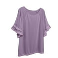 thumbnail image 6 of Purple Womens Tops Womens Plus Size Tops Tunic Short Sleeve Crew Neck Shirts Casual Soft Blouse 1XL 5XL Shirts for Women, 6 of 6