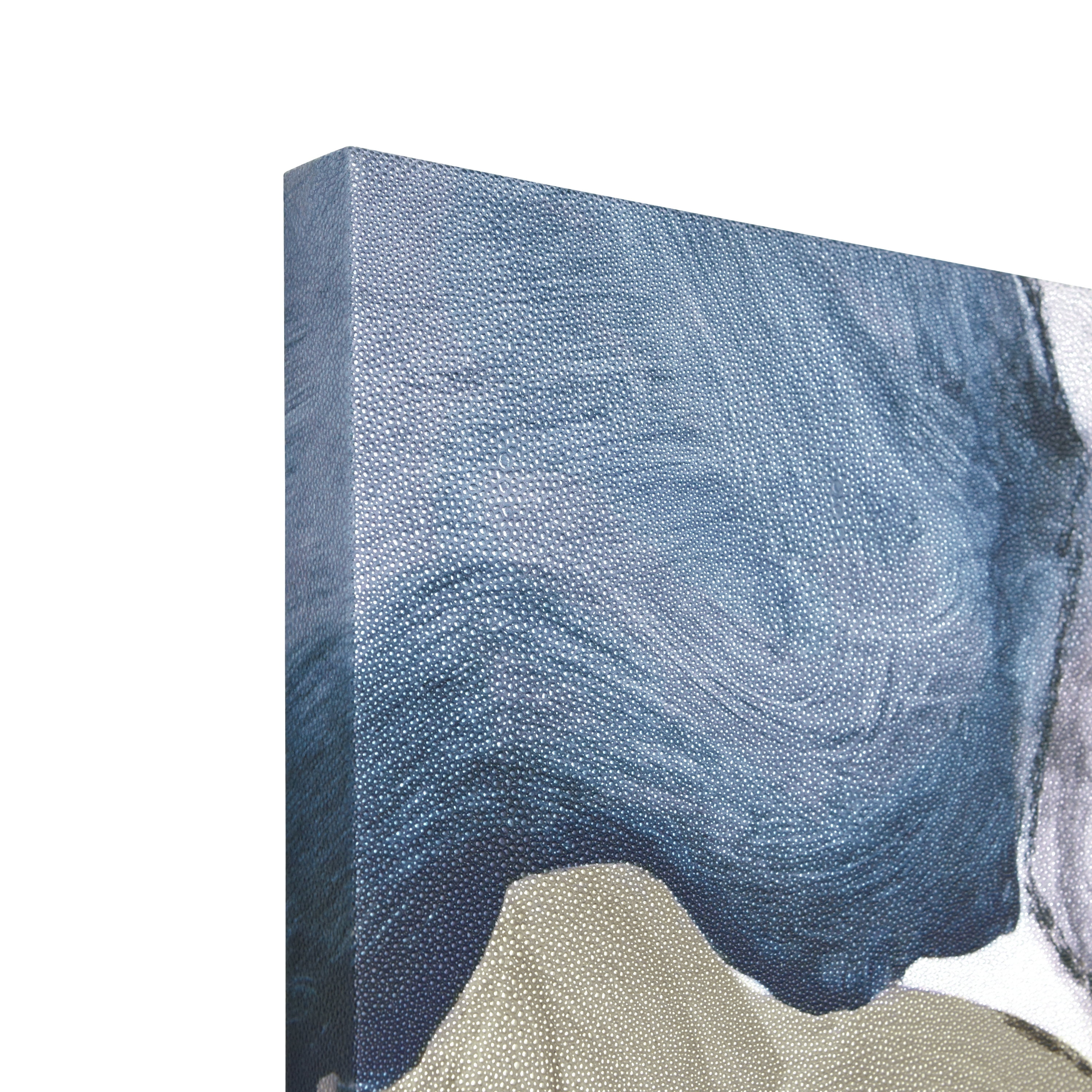 "Floral Serenity I", Flower Abstract Artwork on Silver Shagreen Wrapped Canvas Wall Art, sized 72"x22"