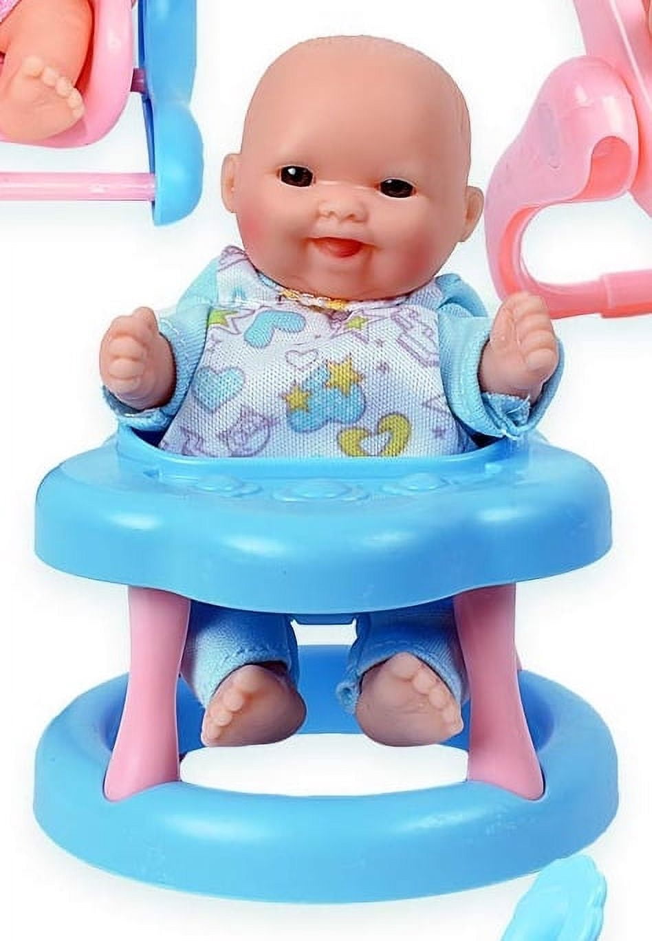 Playworld Set Of 6 Scary Baby Mini Dolls W Ith Cradle, High Chair, W Alker, Bathtub, Swing, And Baby Seat Scare Your Friends! - Multicolor