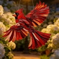 thumbnail image 1 of Colgante de ventana estilo acrílico con pájaros rojos teñidos, decoración para hogar, jardín, interior, 20 cm, ligero con cadena metálica, 1 of 8