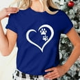 thumbnail image 2 of Virmaxy Women's Valentines Day Short Sleeve Shirt Girls Short Sleeve WorkOut Blouse Tops Valentine's Day Gift Shirt Dogs Paw Heart Print T-Shirt Tops Blue S, 2 of 6