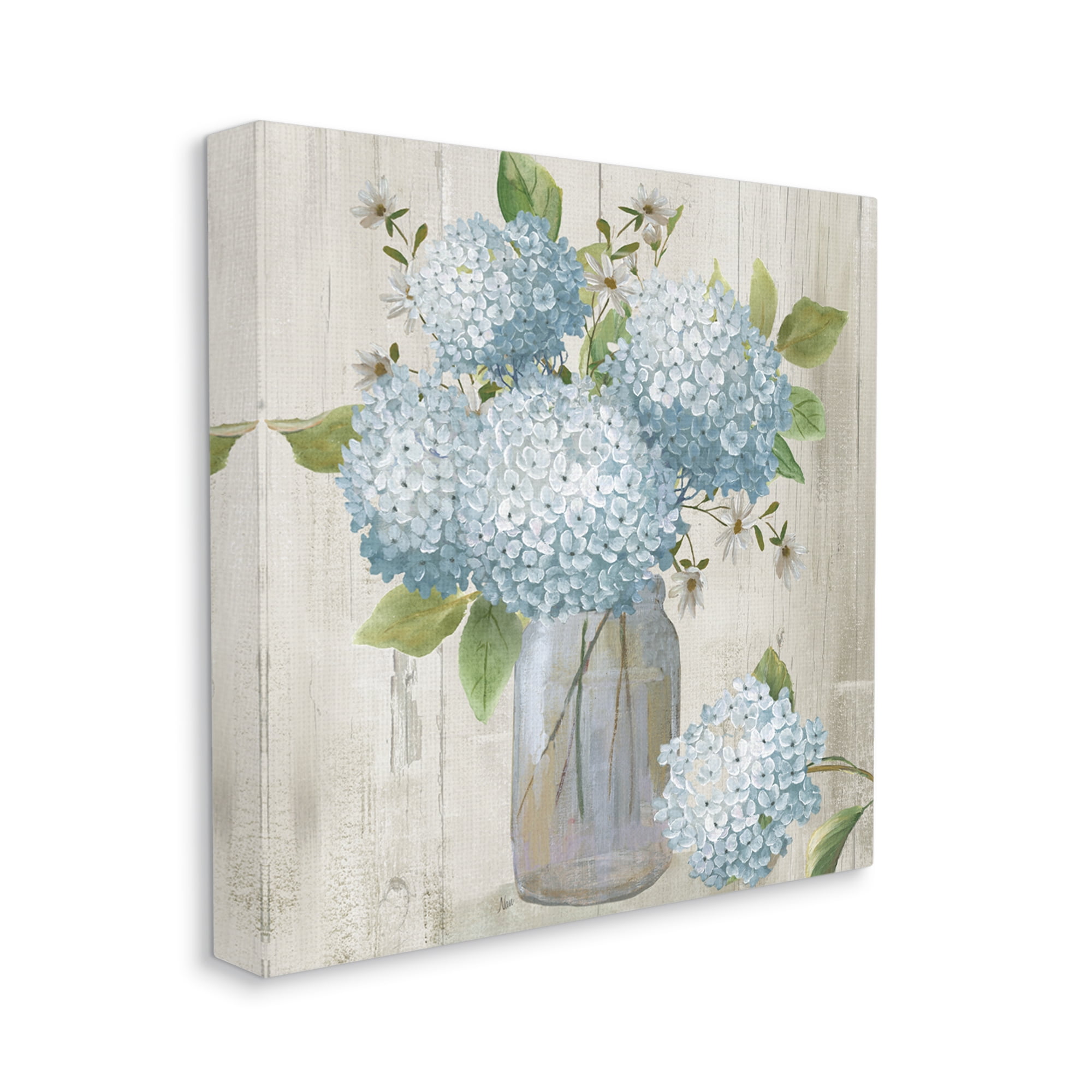 Stupell Industries Rustic Country Hydrangeas Botanical & Floral Painting Gallery Wrapped Canvas Art Print Wall Art, 24 x 24