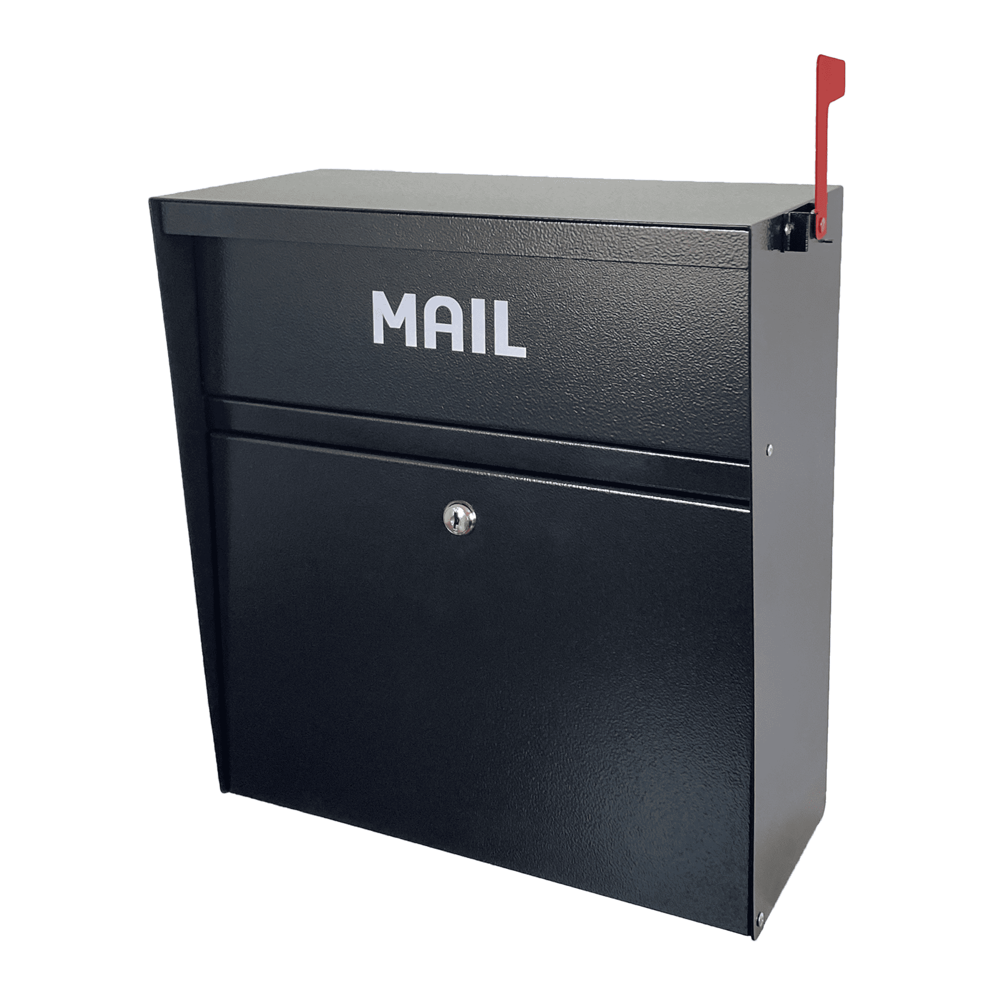 Plugsharge Rainproof Wall Mount Mailbox with Outgoing Mail Flag and Holder, Weatherproof Anti-Fishing Locking Mailbox, Heavy Duty Residential Security Mailbox, Payment Drop Box with Lock, Black