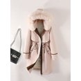 thumbnail image 3 of Three Wears-Parka de piel de longitud media para mujer, forro interior desmontable, Abrigo acolchado de algodón, ropa de abrigo de talla grande 3XL, 3 of 5