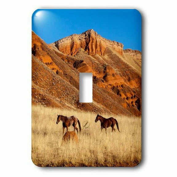 3dRose, Wyoming, Shell, Horses Running, PR, single toggle switch