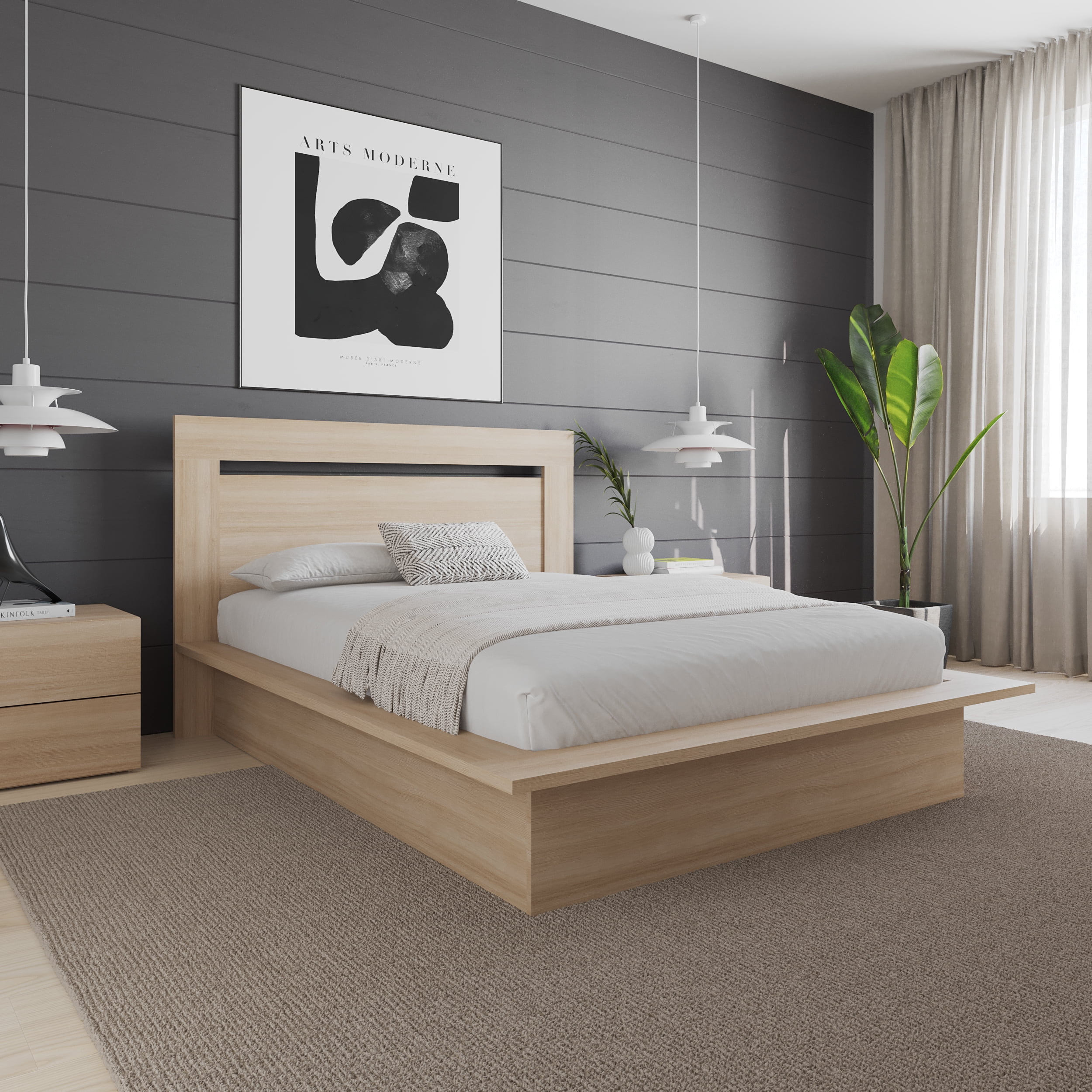 Nexera Malibu Full Size Headboard, Natural Blonde Oak