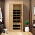 thumbnail image 5 of Infrared Sauna for Home Single Person Hemlock Far Infrared Roof Embedded Indoor Sauna for Home with Bluetooth & LED, Natural, 5 of 7
