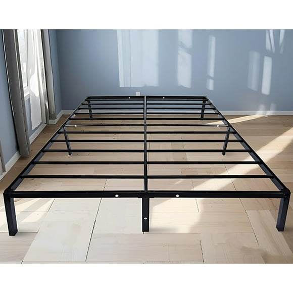 Queen Size Bed Frame, Metal Platform Bed Heavy Duty Steel Slat Support Bed Mattress Foundation, No Box Spring Needed and Noise Free