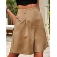 thumbnail image 4 of Shorts for Women Dressy 2025 Summer Elastic High Waisted Wide Leg Business Casual Work Shorts with Pockets Camel Color S, 4 of 8