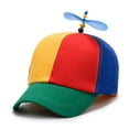 thumbnail image 2 of Waroomhouse Summer Women Baseball Hat Colorful Rainbow Colorblock Propeller Decor Long Brim Camping Hiking Fishing Climbing Cap, 2 of 7