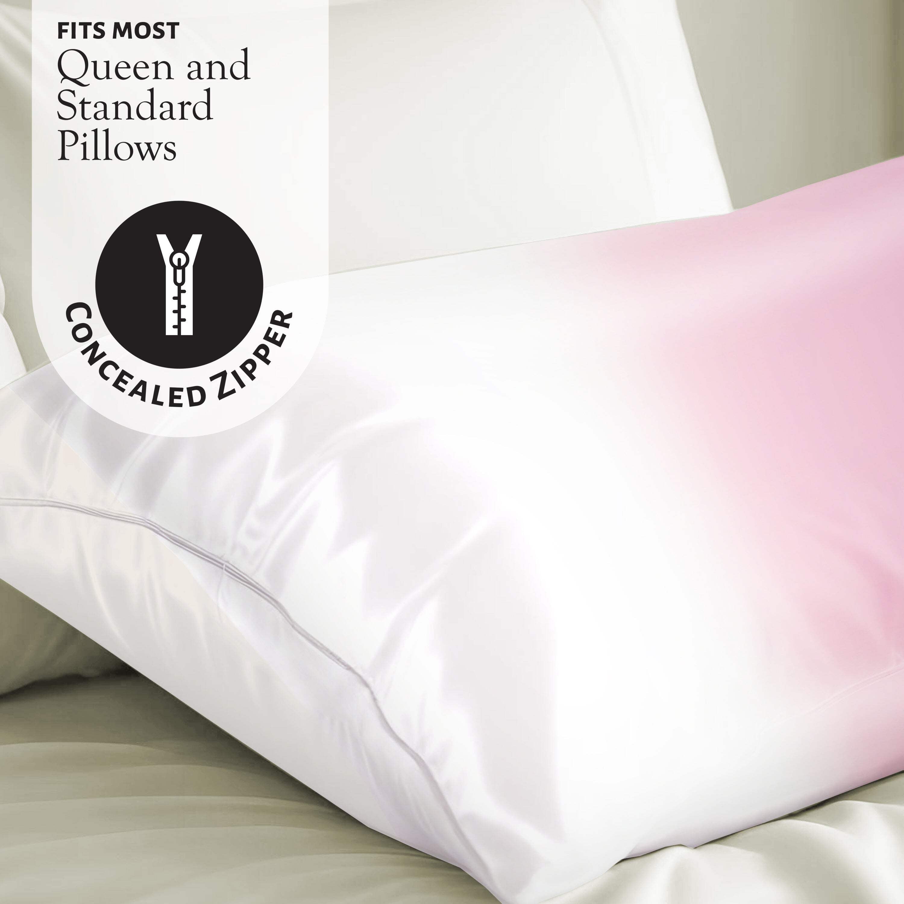 Market Fresh Beauty Silk Sleep Set, Pillowcase, Eye Mask and Hair Scrunchie, Silk, Pink  White Gradient