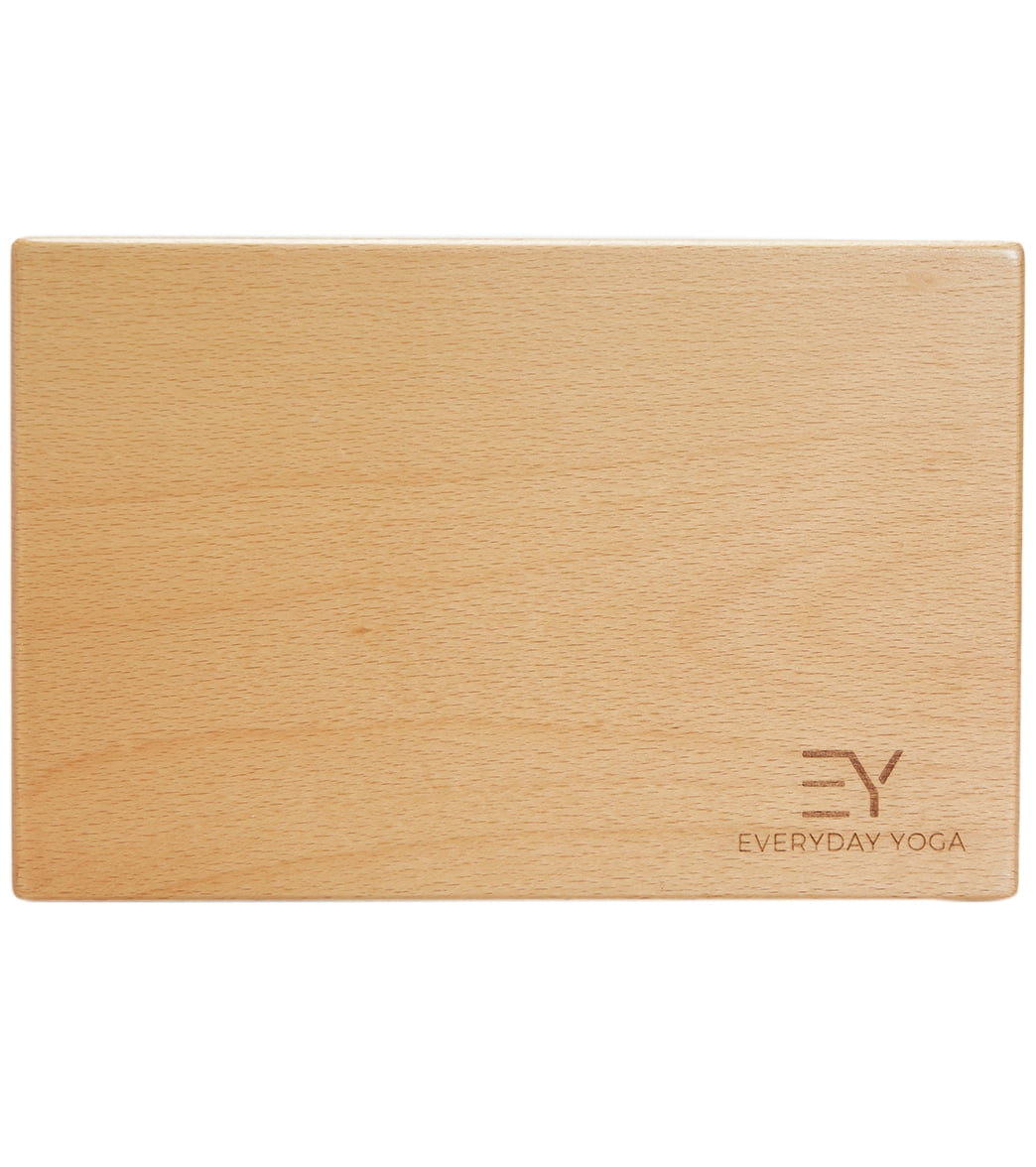 Everyday Yoga 4" Wood Block, Hard Density, Beveled Edges for Support & Stability