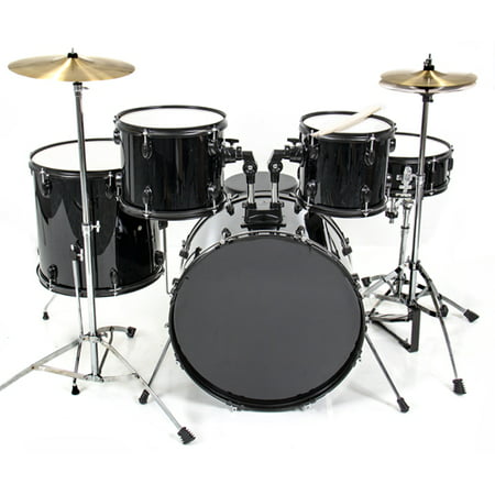 Best Choice Products Drum Set 5 PC Complete Adult Set Cymbals Full Size Black New Drum