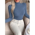 thumbnail image 4 of PRETTYGARDEN Long Sleeve Shirts for Women Fall Clothes | Soft Brushed Ribbed Knit Pullover, Mock Neck Lightweight Sweater, Comfy Underscrubs, Basic Casual Winter Layering Tops, 4 of 8