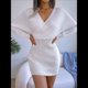 thumbnail image 4 of Vestido Mini de Punto Cruzado de Larga con de Murciélago para Cóctel para Mujer L, 4 of 9