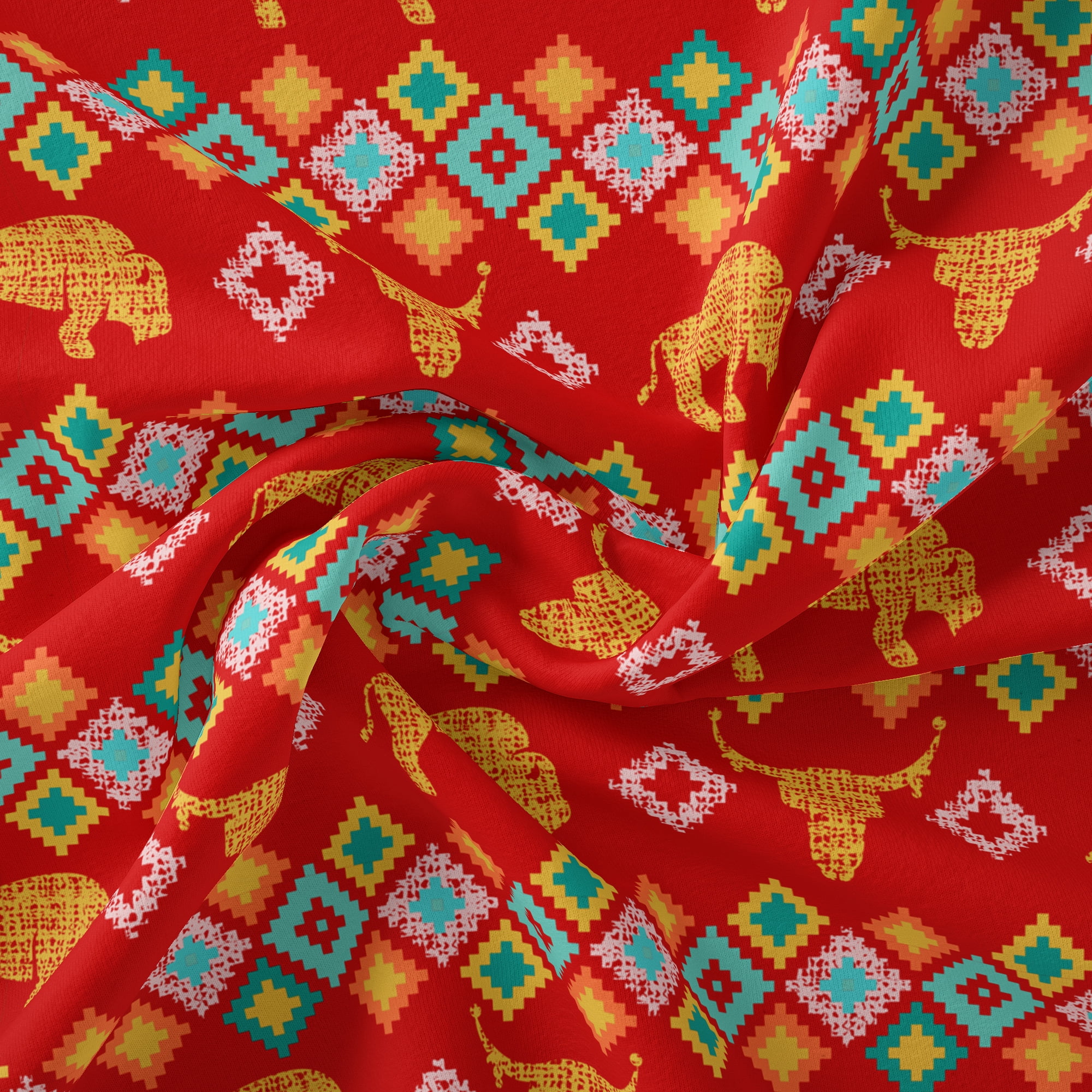 1 Yard 100% Cotton Buffalo Sunset, Multi-color, 44" Wide for Quilting & Sewing by David Textiles