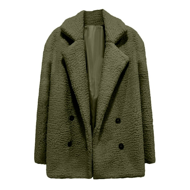 Chaqueta calida para mujer para mujer abrigo de invierno solido con cuello de plumon prendas de vestir exteriores de lana de cordero Fridja po1405 Walmart en linea