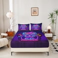 thumbnail image 3 of Erosebridal Gamer Bed Sheets Full Gaming Sheet Set Modern Game Bedding Set Vintage Video Games Fitted Sheet for Bedroom Decor with Deep Pocket Purple Gamepad Flat Sheet, 3 of 6