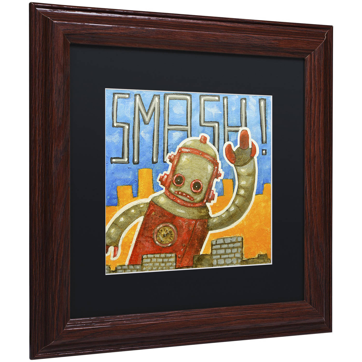Trademark Fine Art 'Smash!' Canvas Art by Craig Snodgrass, Black Matte, Wood Frame