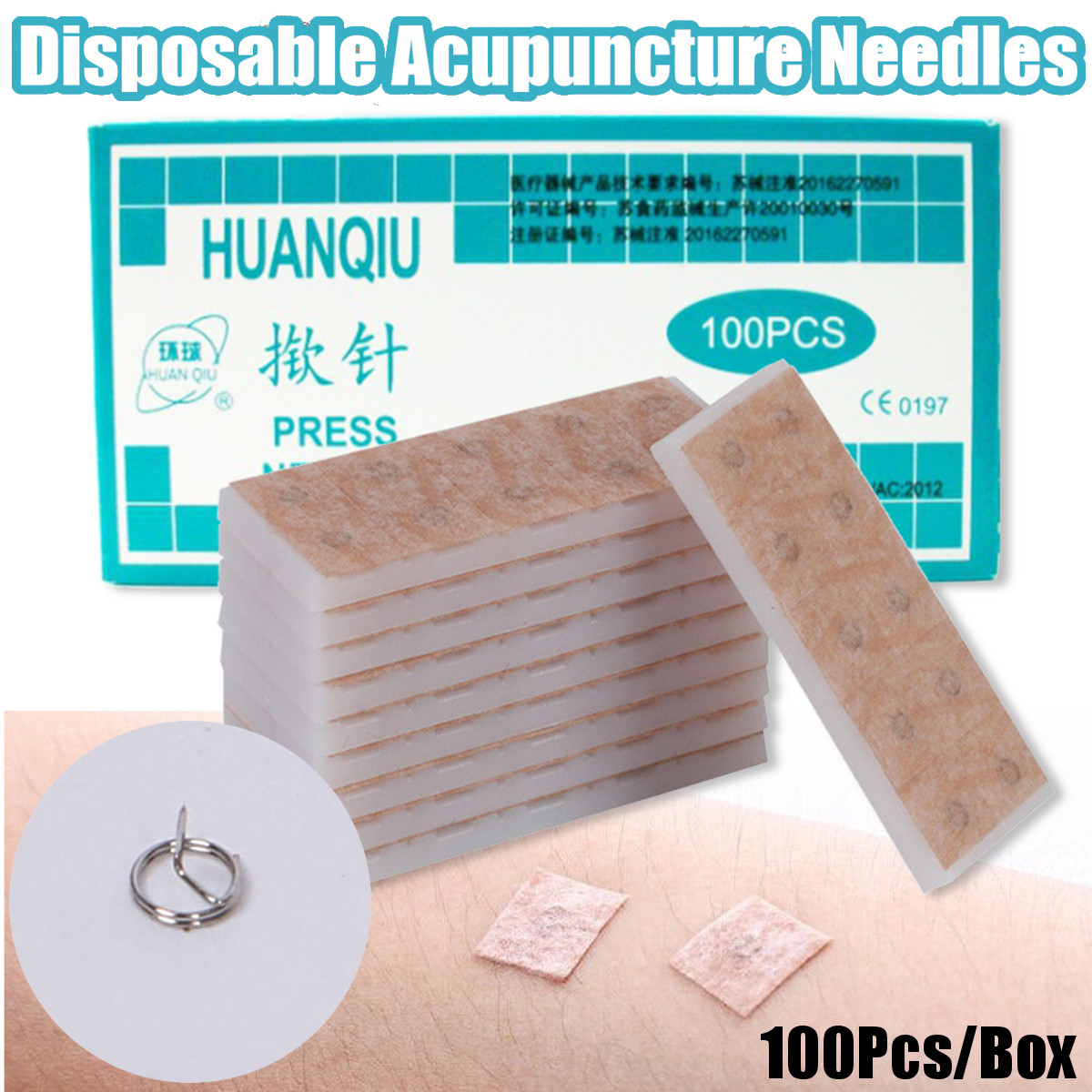 100pc/box HuanQiu Press Needles 600pcs Ear Acupuncture Disposable Ear
