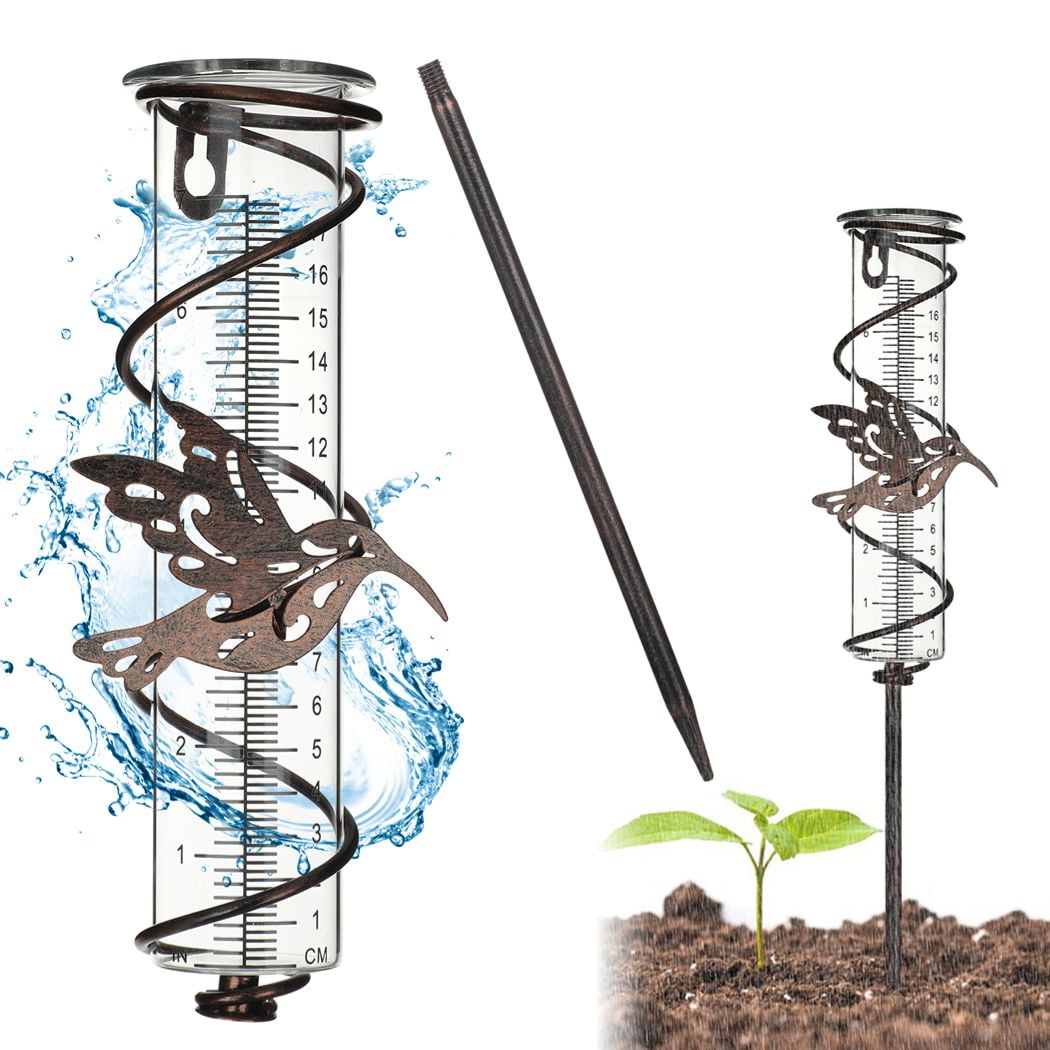 7inch Glass Rain Gauge with Clear Scale, Detachable Rain Gauge with