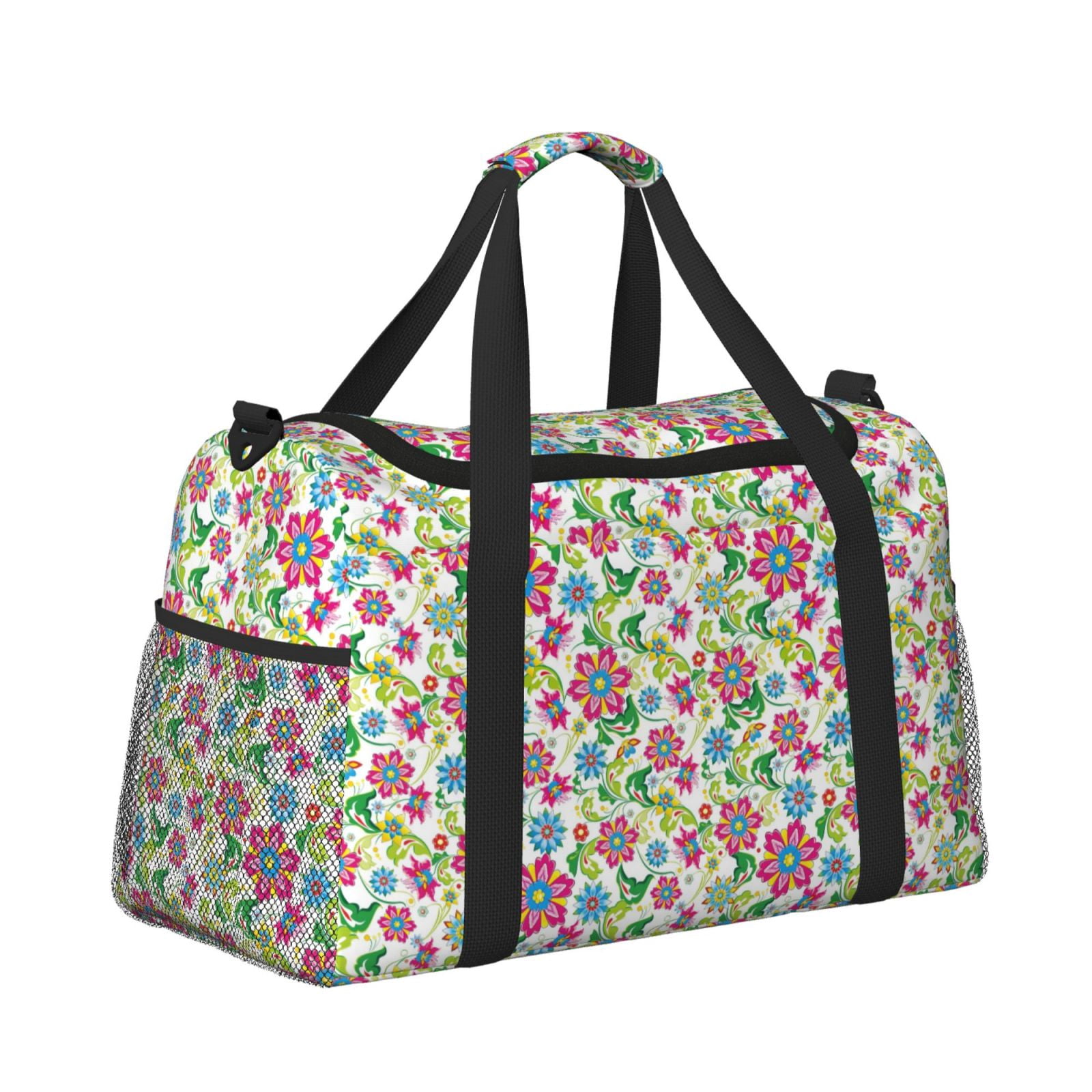 Fuzoiu Vector Mexican Otomi Style Bright Print Travel Duffle Bag,Carry On Tote Bags,Duffel Bag,Sport Gym Bag, Hospital Bag for Labor and Delivery, Overnight Bag,Luggage Bag