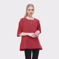 thumbnail image 6 of Weardear Women's 3/4 Sleeve Cotton Linen Jacquard Blouses Top T-Shirt, 6 of 6