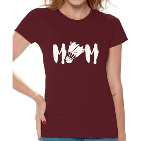 Blue Bird Cottage - Awkward Styles Women's Badminton MOM Graphic T-shirt Tops White Badminton Bird Gift for Sport Moms