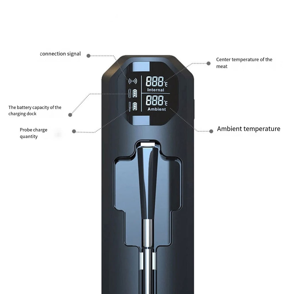 Digital Food Thermometers Realtime Monitoring Apps For BBQ Grills Oven SmokerW1re1essCooking Thermometers IP67 Waterproof Probe For Outdoor BBQ Grilling And Baking