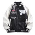 thumbnail image 1 of EHQJNJ Oversized Leather Jacket Men Men's Spring and Autumn Leather Jacket Stand up Collar with Pockets Baseball Suit Trend Jacket Jacket Tops Leather Jacket Men Men's Coats and Jackets Dress, 1 of 8
