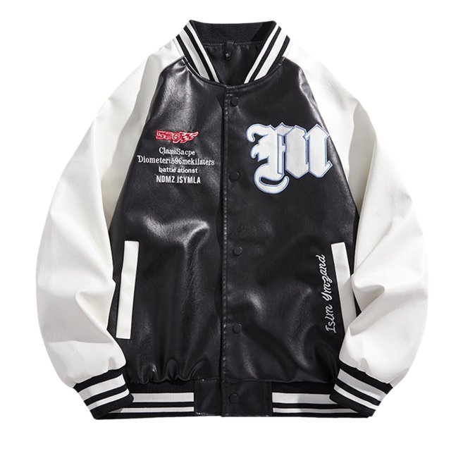 EHQJNJ Oversized Leather Jacket Men Men's Spring and Autumn Leather Jacket Stand up Collar with Pockets Baseball Suit Trend Jacket Jacket Tops Leather Jacket Men Men's Coats and Jackets Dress