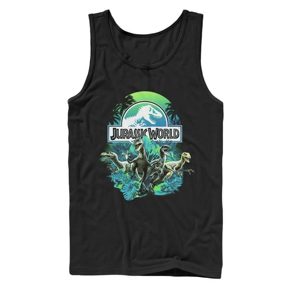 Men's Jurassic World Dinosaur Nature Scene  Tank Top Black Medium