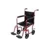 Drive Medical Flyweight Lightweight Foldable Transport Wheelchair with Seat Belt, Red, 300 lb Limit