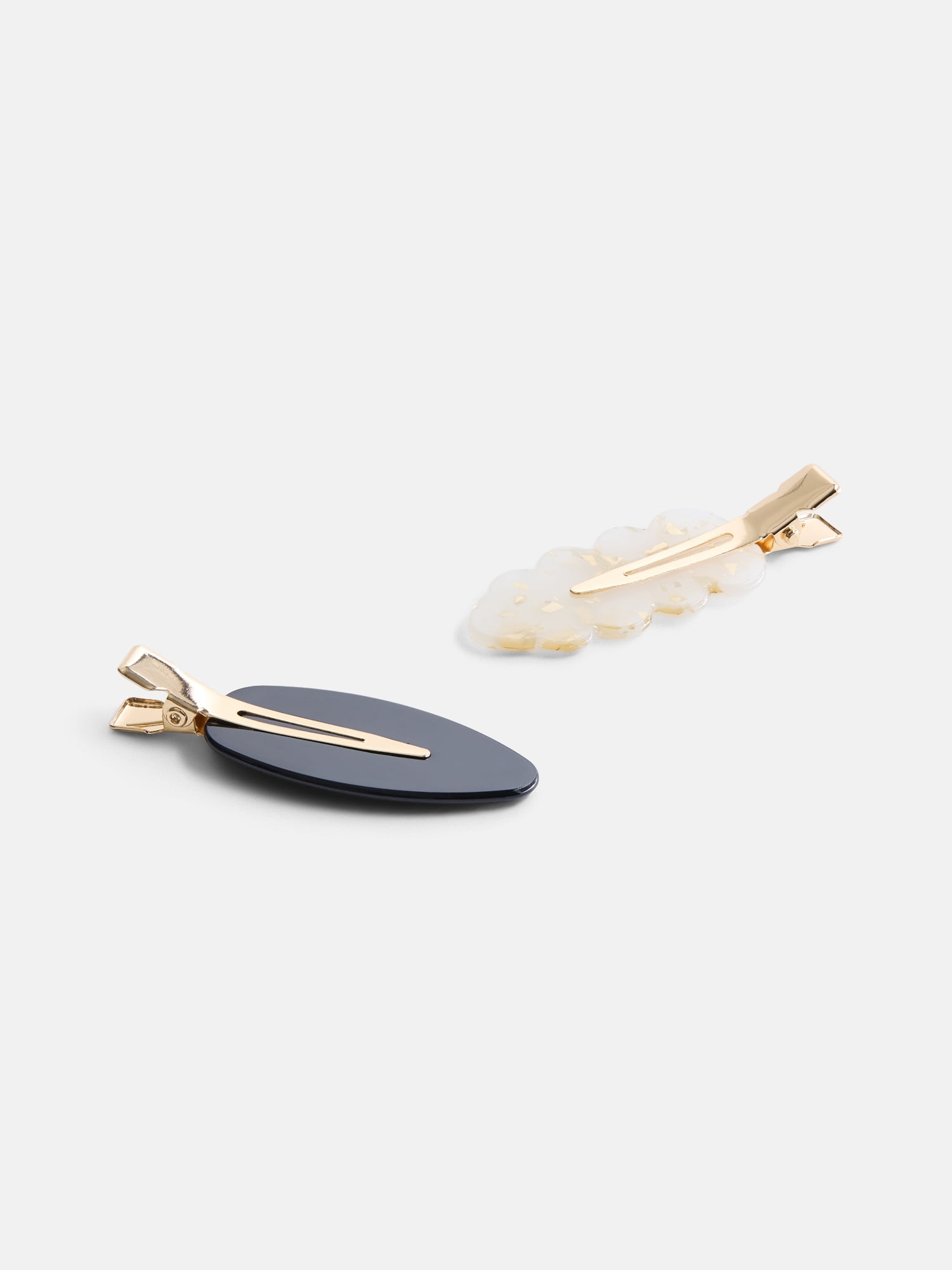 No Boundaries Women's Sculpted Creaseless Hair Clip Set, 4-Pack, Ivory/Black
