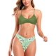 thumbnail image 1 of Traje de baño de triángulo Fruncido para Mujer con Estampado de Fondo de Dos Piezas Verde CH Verde CH Xishao ropa, 1 of 2