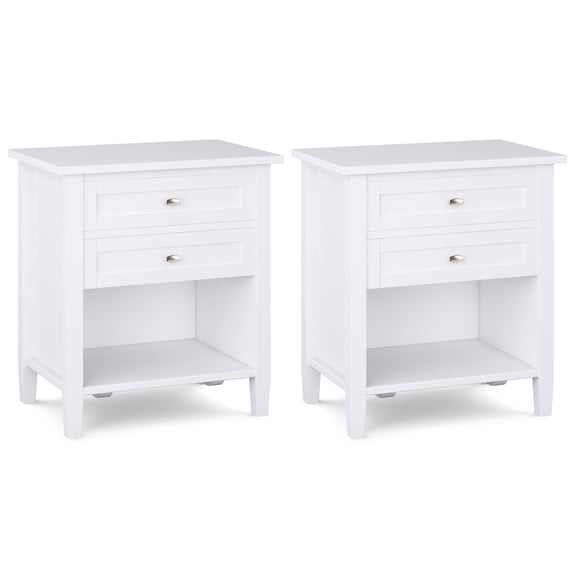 Warm Shaker 24 inch Solid Wood Transitional Night Stand in White (Set of 2)