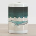 thumbnail image 2 of Whale Ceramic Toothbrush Holder, Fish Swimming in the Ocean Pattern Underwater Submarine Illustration, Decorative Versatile Countertop for Bathroom, 4.5" X 2.7", Petrol Blue Turquoise, 2 of 4