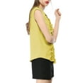 thumbnail image 4 of INSPIRE CHIC Women's Tie Neck Cap Sleeve Button Down Ruffle Summer Shirts, 4 of 6
