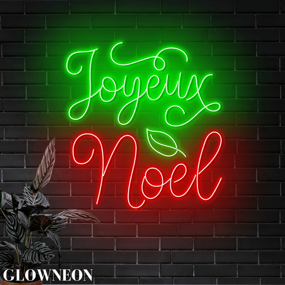 Glowneon Joyeux Noel Led Wall Art, French Christmas Holiday Neon Sign