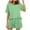 Army Green, variant on Womens Summer 2 Piece Sets Plus Size Fashion Casual Solid Color Home Short Sleeved Round Neck Pajama Top With Pants Set