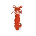 thumbnail image 2 of BLISSFUL STEP Women's Sandals Solid Crisscross Block Heels High Heel Lace up Sandals Orange 7.5, 2 of 6